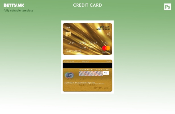 златен шаблон за мастер картички на Саудиска Арабија Alavwal Bank во модерен сти